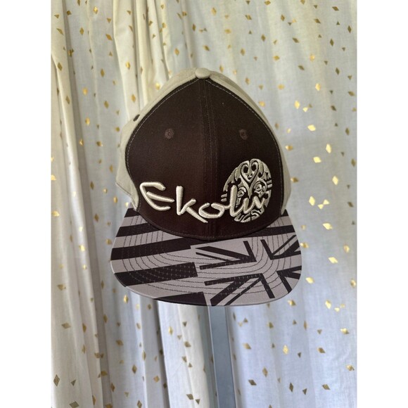 Double Portion Supply Hawaiian Flag Ekolu Super Puff Embroidered Flat Bill Hat - Picture 3 of 7